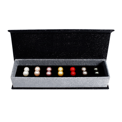 Coffret de 7 Boucles d'Oreilles en Rhodium avec Perles Autrichiennes élégantes