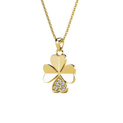 Parure pétale Clover : Collier, pendentif et boucles d'oreilles en cristaux Autrichiens