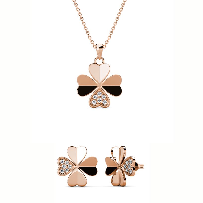 Collier et pendentif pétale Clover avec cristaux Swarovski