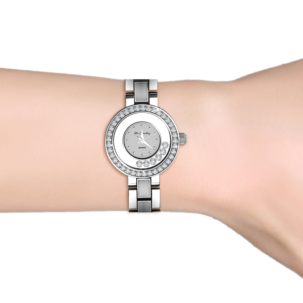 Montre Élégante en Cristal Swarovski - Plaquée Rhodium