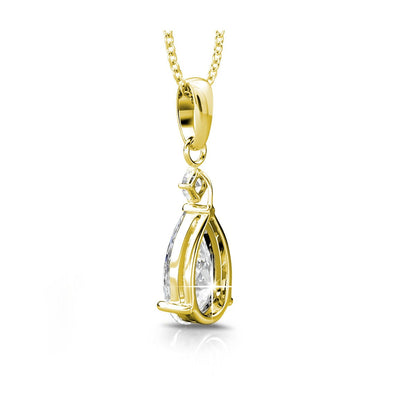 Collier Pendentif Princesse en Or avec 2 Cristaux Autrichiens Éblouissants