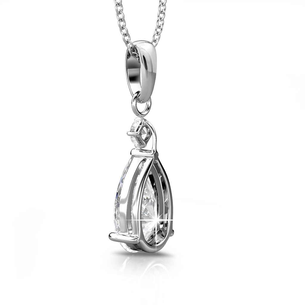 Collier Pendentif Princesse en Or avec 2 Cristaux Autrichiens Éblouissants