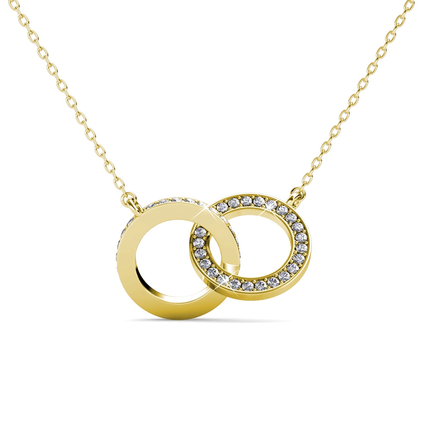 Pendentif Circle Twin en or 18k avec 52 cristaux autrichiens de luxe
