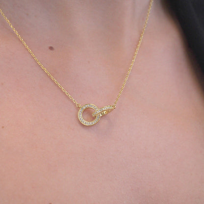 Pendentif Circle Twin en or 18k avec 52 cristaux autrichiens de luxe