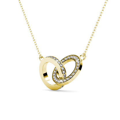 Pendentif Circle Twin en or 18k avec 52 cristaux autrichiens de luxe