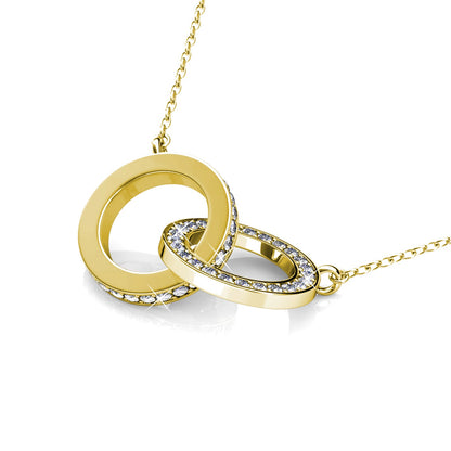 Pendentif Circle Twin en or 18k avec 52 cristaux autrichiens de luxe