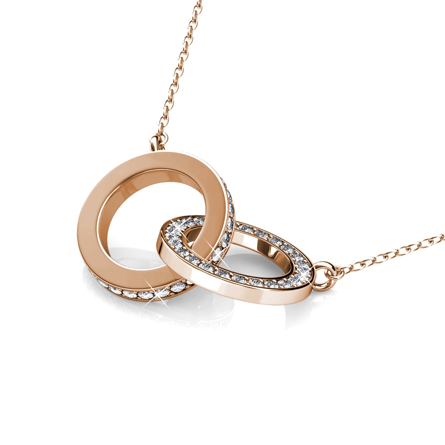 Pendentif Circle Twin en or 18k avec 52 cristaux autrichiens de luxe