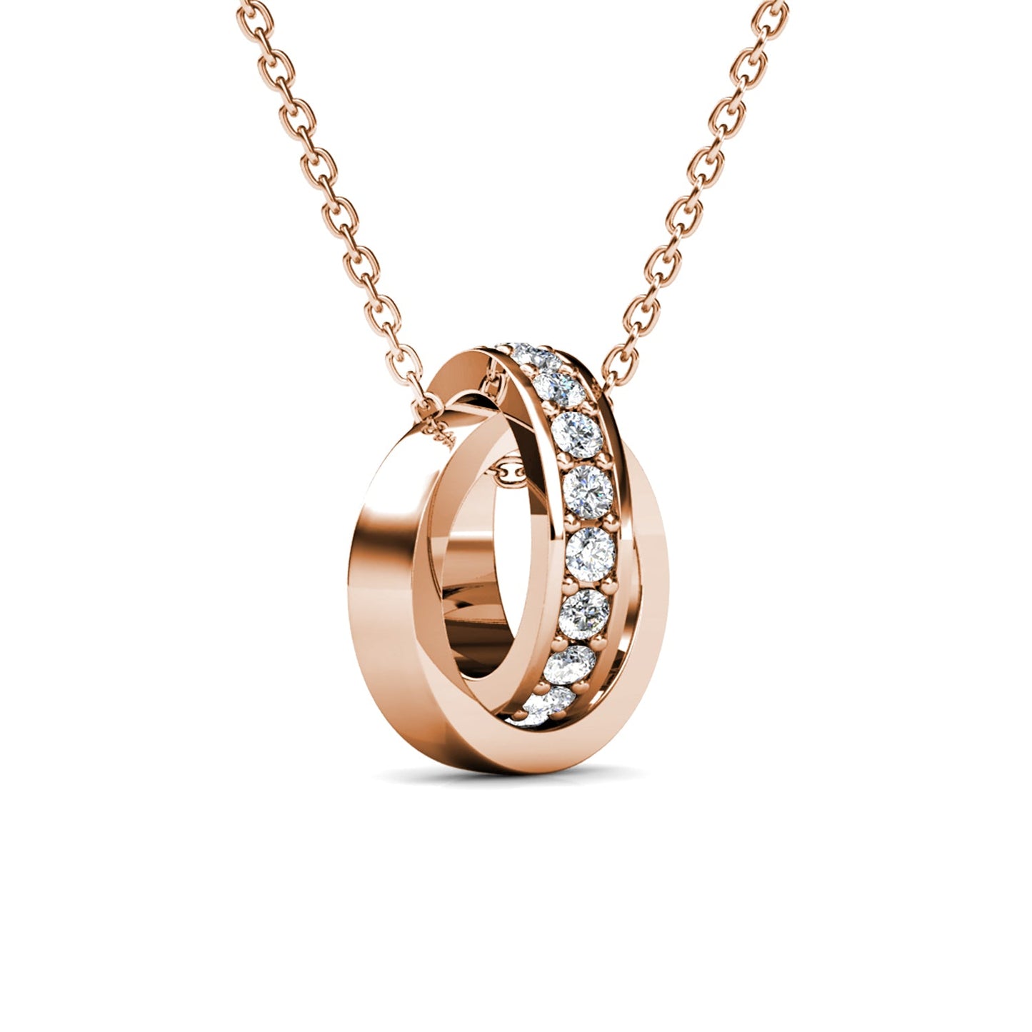 Collier Circle Hoop en Or Rose avec 20 Cristaux Swarovski