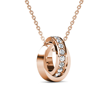 Collier Circle Hoop en Or Rose avec 20 Cristaux Swarovski