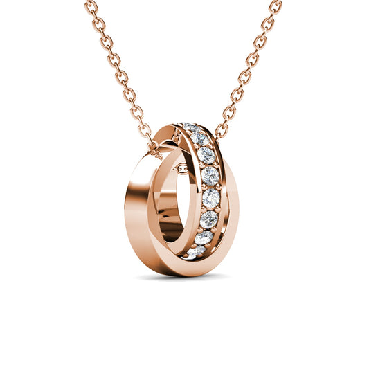 Collier Circle Hoop en Or Rose avec 20 Cristaux Swarovski