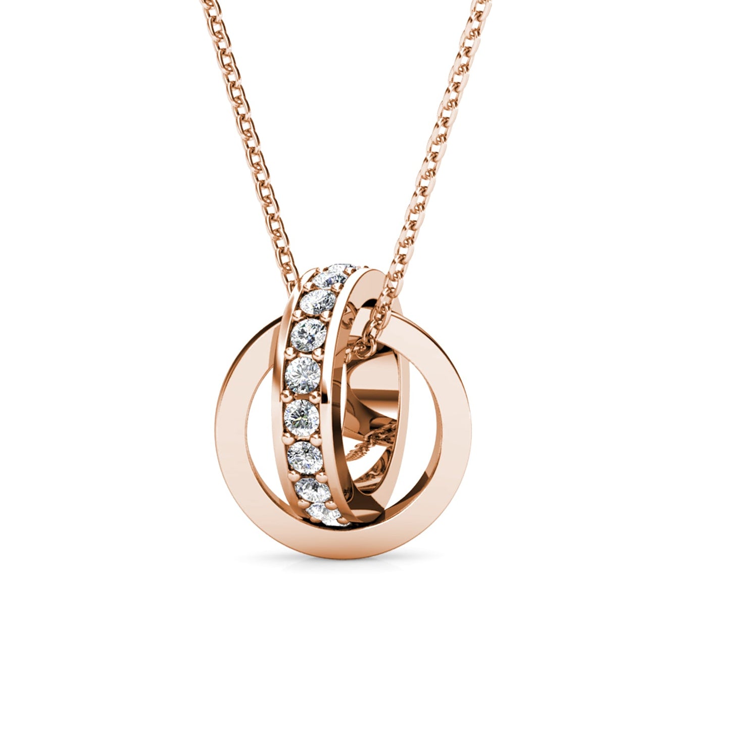 Collier Circle Hoop en Or Rose avec 20 Cristaux Swarovski