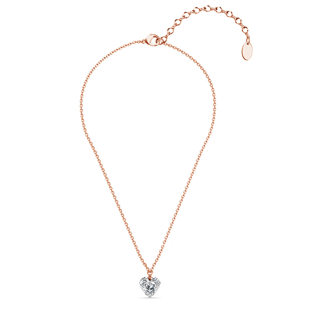 Collier et Pendentif Cheery Heart en Plaqué Or Rose avec Cristaux Autrichiens
