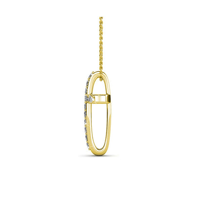 Collier pendentif traverse en laiton avec 21 cristaux autrichiens