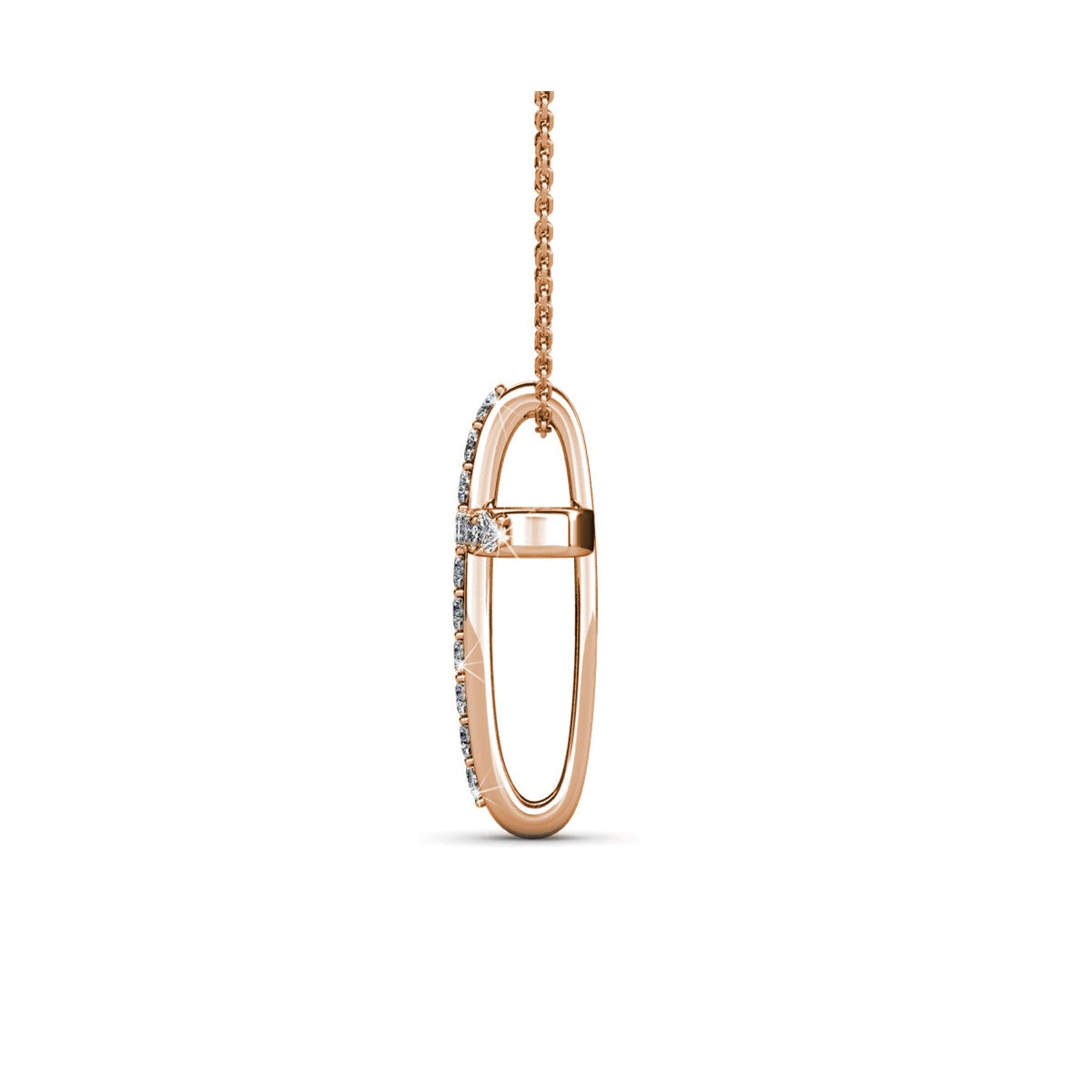 Collier pendentif traverse en laiton avec 21 cristaux autrichiens