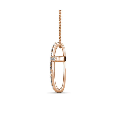 Collier pendentif traverse en laiton avec 21 cristaux autrichiens