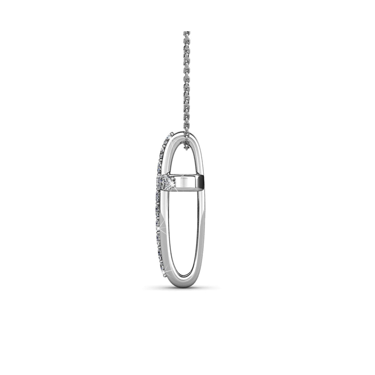 Collier pendentif traverse en laiton avec 21 cristaux autrichiens