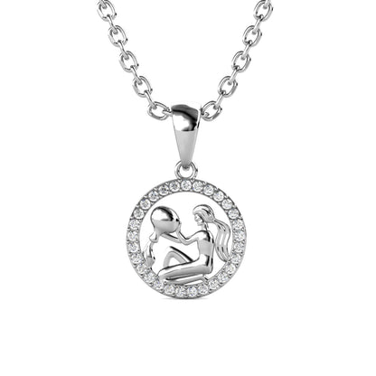 Chaîne Zodiacale en Acier Inoxydable avec Pendentif et Cristaux Autrichiens