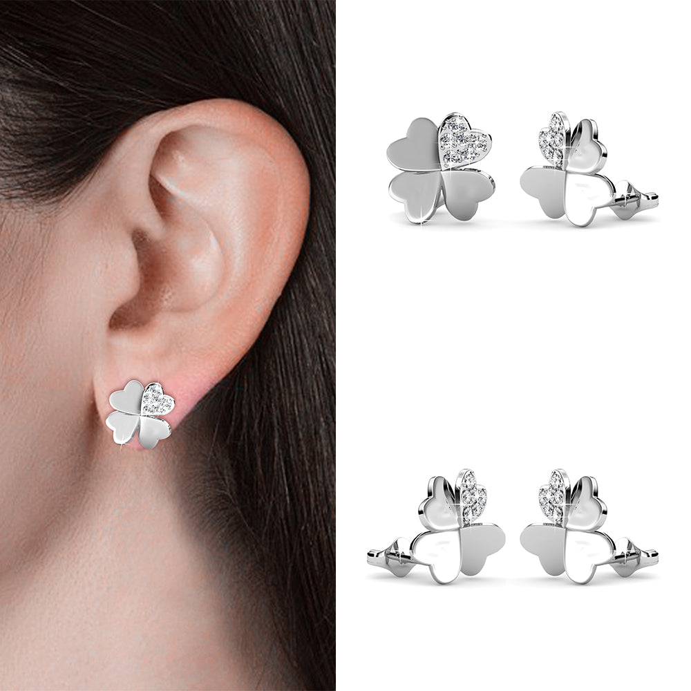 Collier et Boucles d'Oreilles Parure Clover Éclat en Cristaux Swarovski