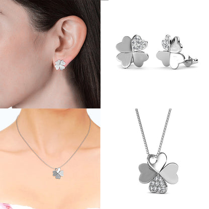 Collier et Boucles d'Oreilles Parure Clover Éclat en Cristaux Swarovski