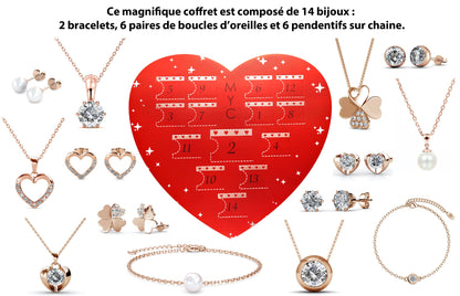 Coffret Cadeau Je T'aime : 14 Bijoux en Cristaux Autrichiens Éblouissants