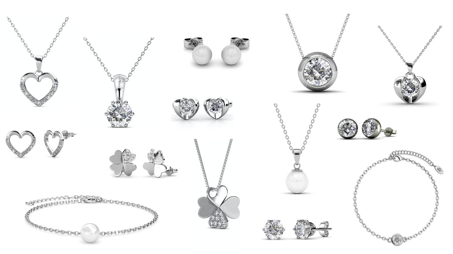 Coffret Cadeau Je T'aime : 14 Bijoux en Cristaux Autrichiens Éblouissants