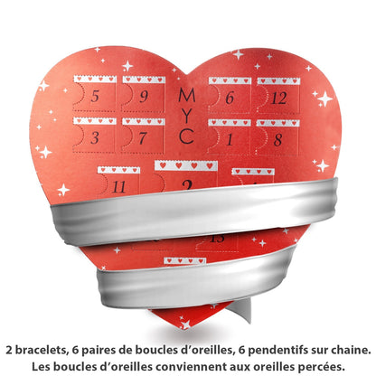 Coffret Cœur Élégance : 14 Bijoux en Cristaux Autrichiens pour un Style Raffiné