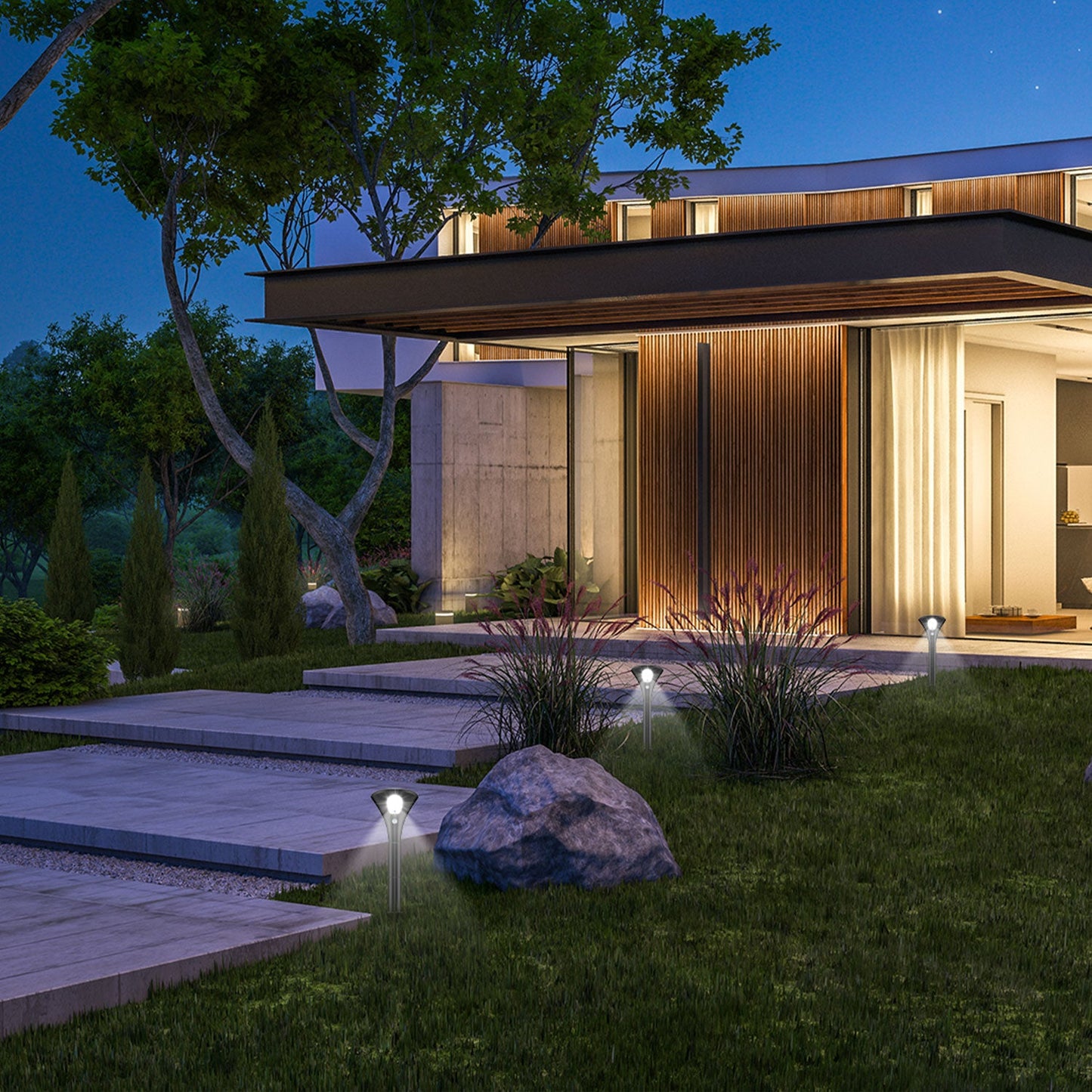 Pack de 2 lampes solaires avec détecteur de mouvement intelligent pour un jardin sécurisé et élégant