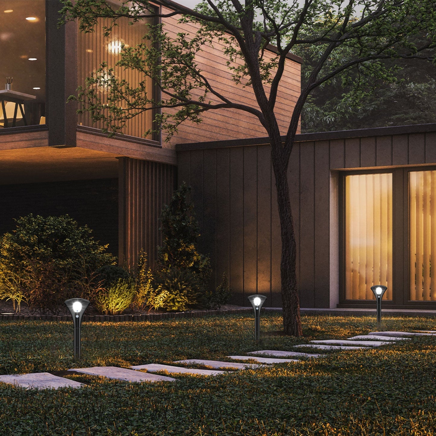 Pack de 2 lampes solaires avec détecteur de mouvement intelligent pour un jardin sécurisé et élégant