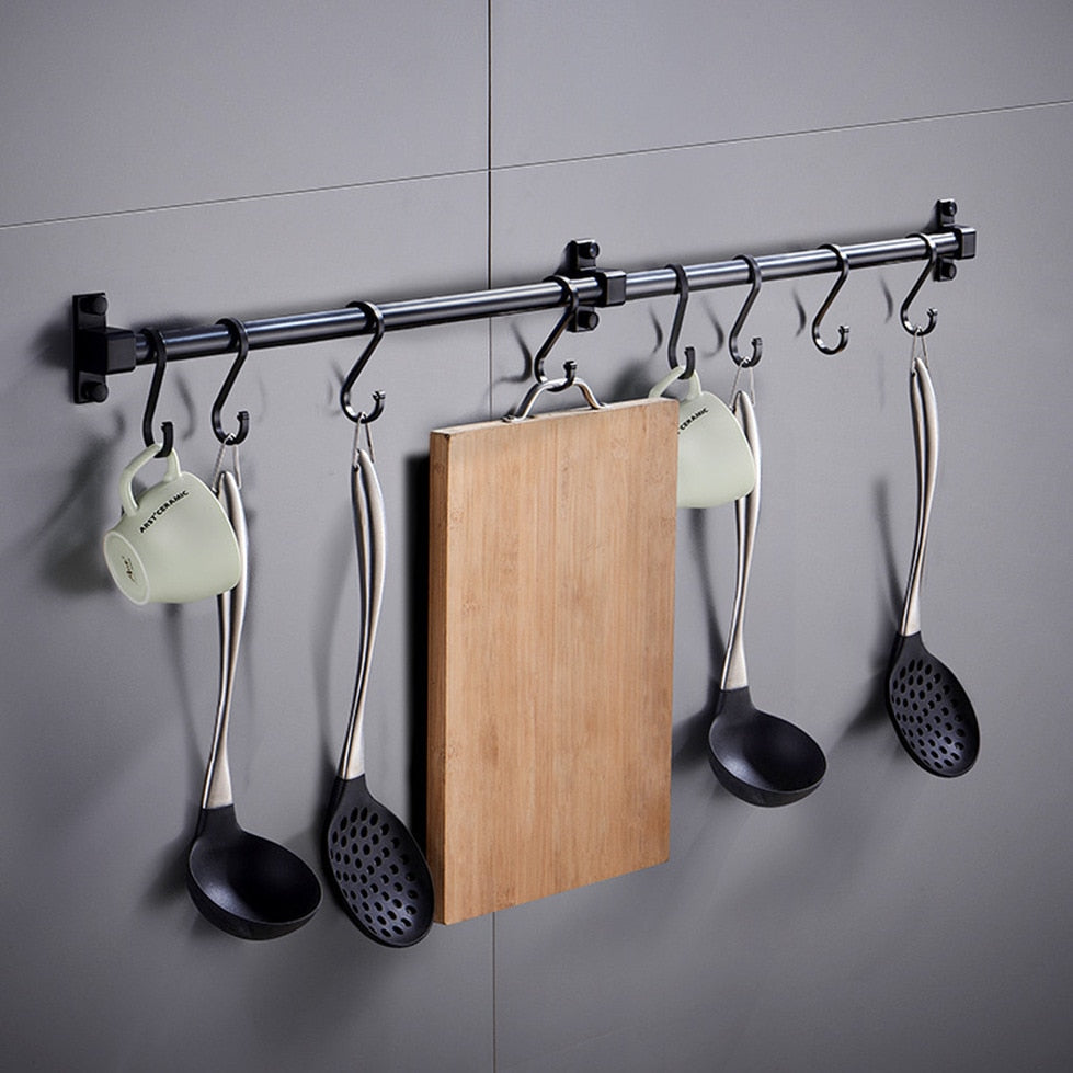 Barre Porte-Outils Élégante pour Cuisine avec Crochets Pratiques