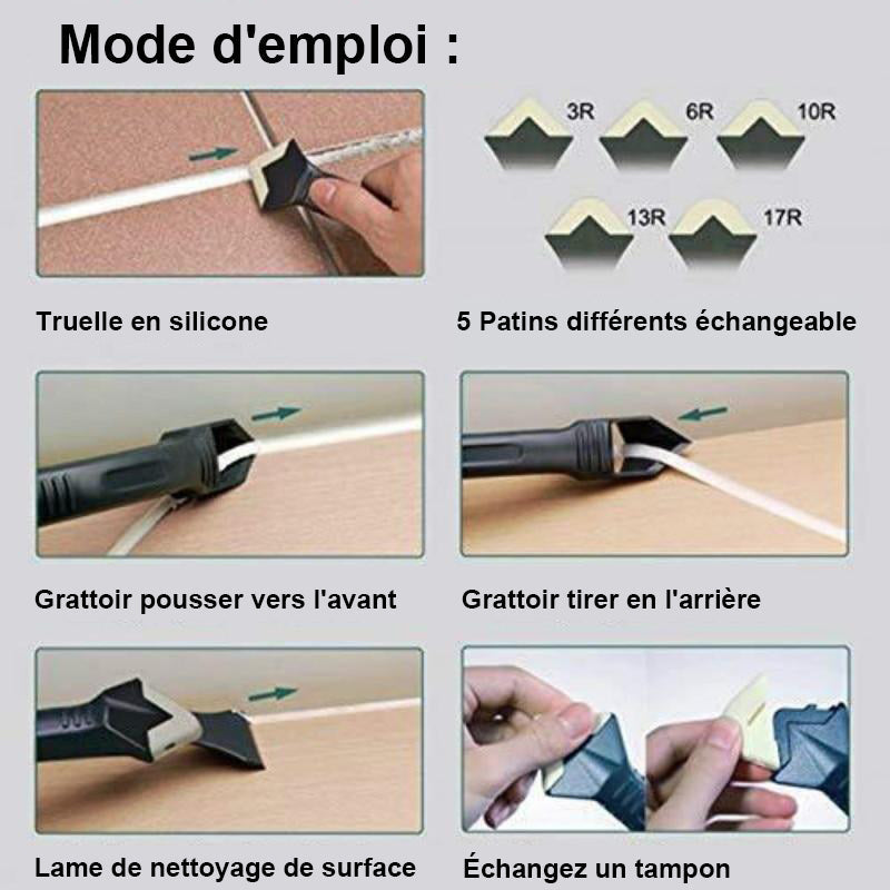 Grattoir de joint Silicone 3-en-1 : votre allié pour des finitions impeccables