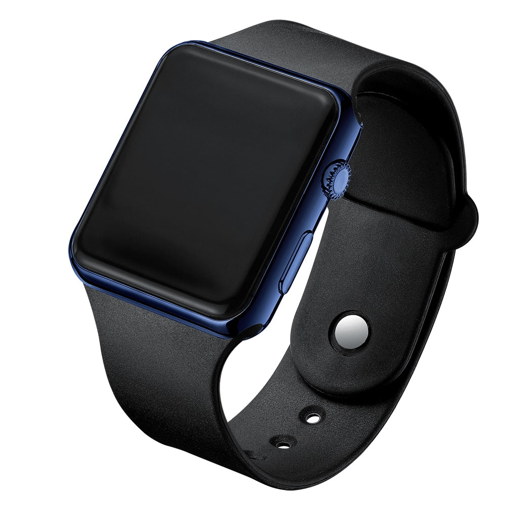 Montre LED Élégante en Silicone Noir pour Femme