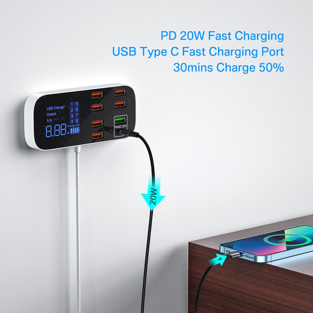 Station de Charge Rapide USB 8 Ports - Rechargez tous vos appareils en un temps record !