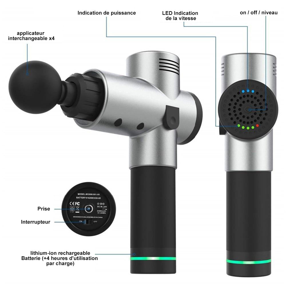 Pistolet de massage musculaire à 6 niveaux pour un soulagement instantané