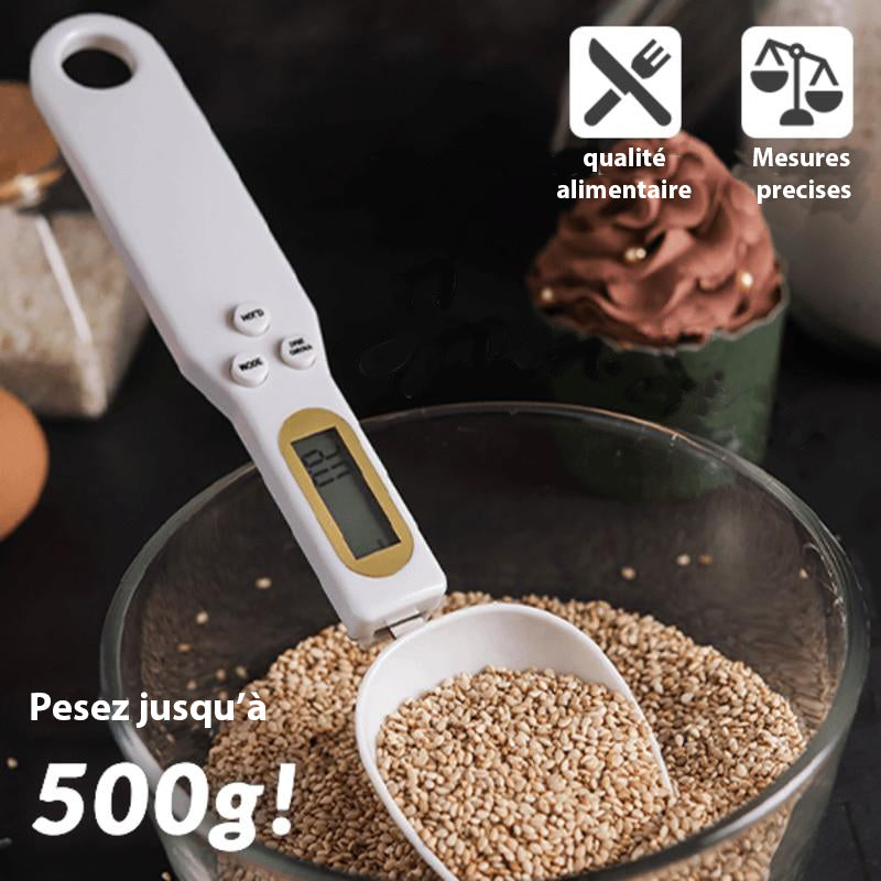 Balance de Cuisine Numérique avec Affichage Clair et Cuillère de Mesure Précise