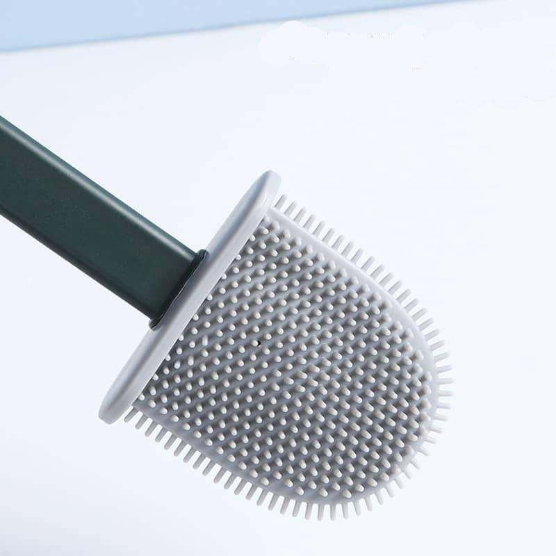 Brosse WC en silicone souple avec poignée en inox élégante