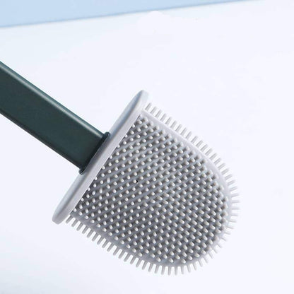 Brosse WC en silicone souple avec poignée en inox élégante