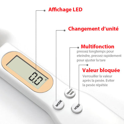 Balance de Cuisine Numérique avec Affichage Clair et Cuillère de Mesure Précise