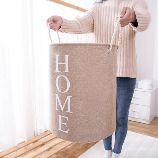 Panier à linge rond pliable avec poignées pratique et élégant