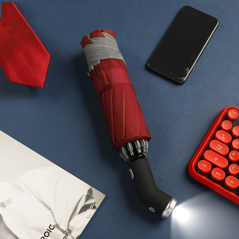 Parapluie inversé automatique compact avec LED intégrée