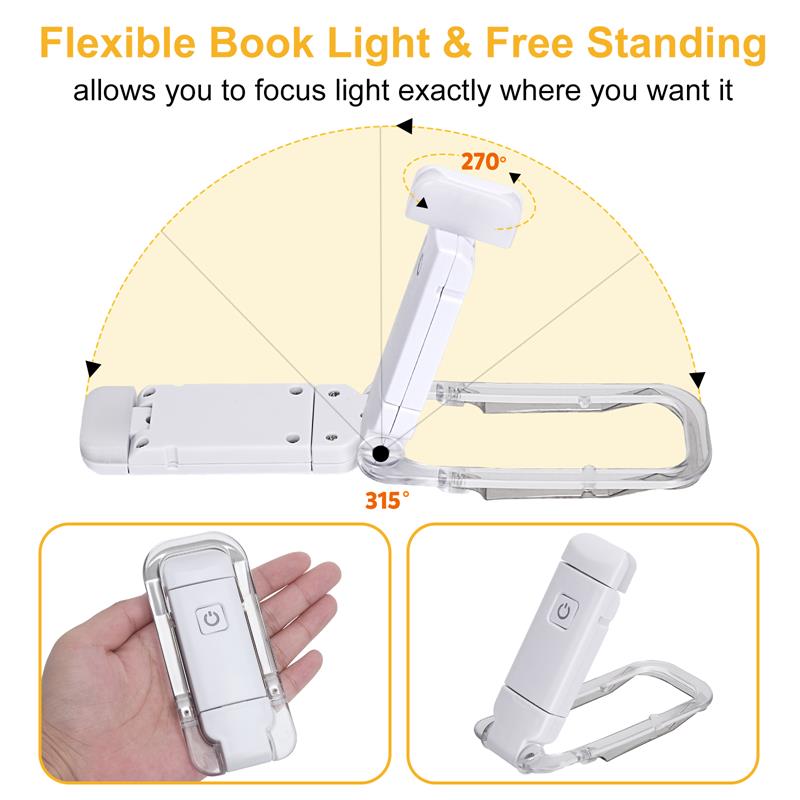 Lampe de Lecture LED Rechargeable avec Marque-Page et Clip Pratique