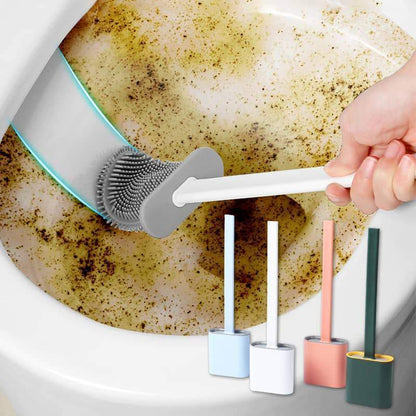 Brosse WC en silicone souple avec poignée en inox élégante
