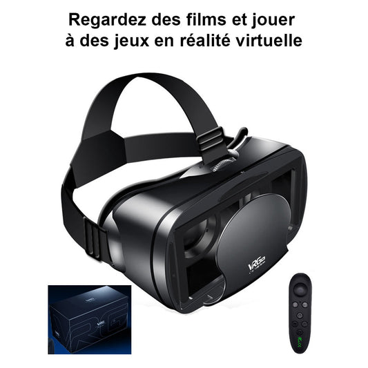 Casque VR 3D avec Lunettes Intégrées et Télécommande - Plongez dans l'Immersion
