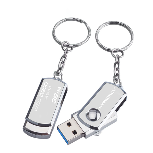 Porte-clé en acier inoxydable avec clé USB - Praticité au quotidien