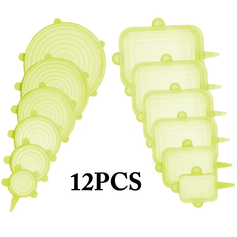 Couvercles en Silicone Extensibles – Lot de 12 Tailles Pratiques pour un Rangement Optimal