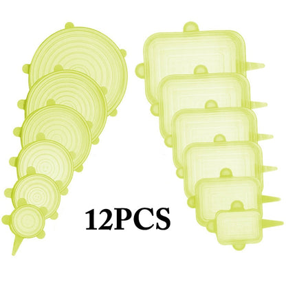 Couvercles en Silicone Extensibles – Lot de 12 Tailles Pratiques pour un Rangement Optimal