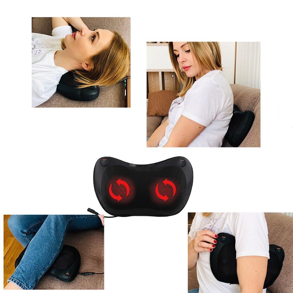 Oreiller Masseur Shiatsu Électrique Chauffant avec Magnéto-Thérapie