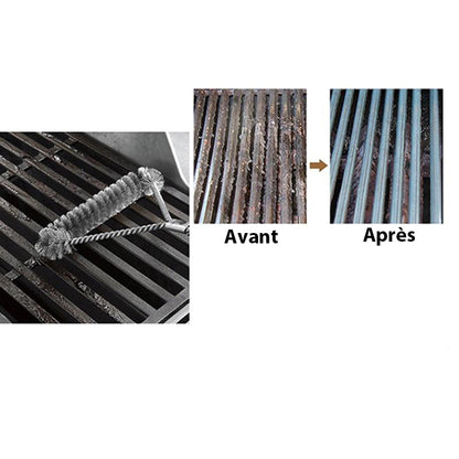 Brosse de nettoyage en acier inoxydable pour barbecue avec long manche