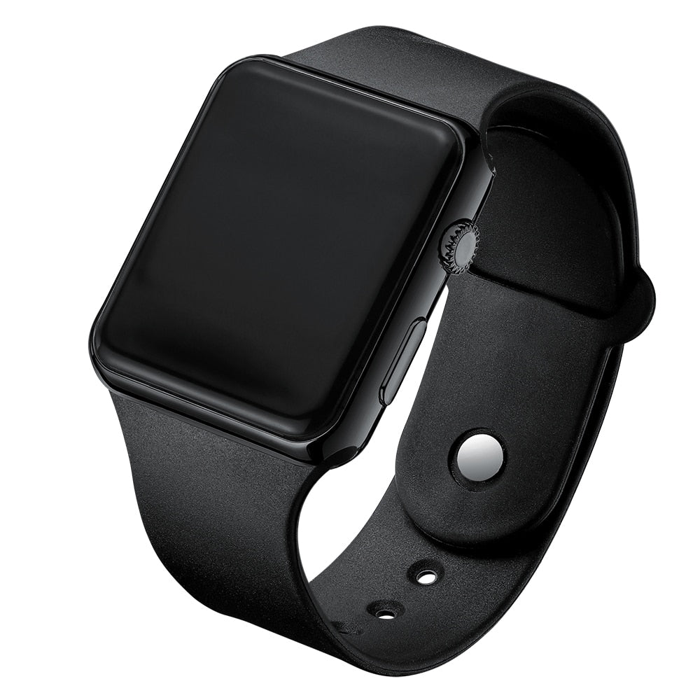 Montre LED Élégante en Silicone Noir pour Femme