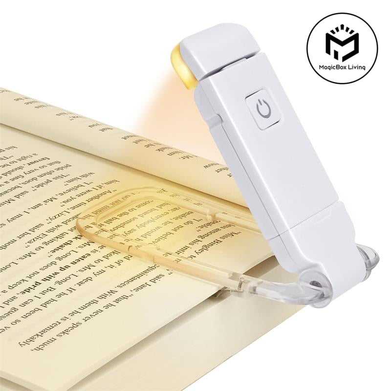 Lampe de Lecture LED Rechargeable avec Marque-Page et Clip Pratique