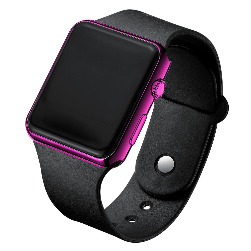 Montre LED Élégante en Silicone Noir pour Femme